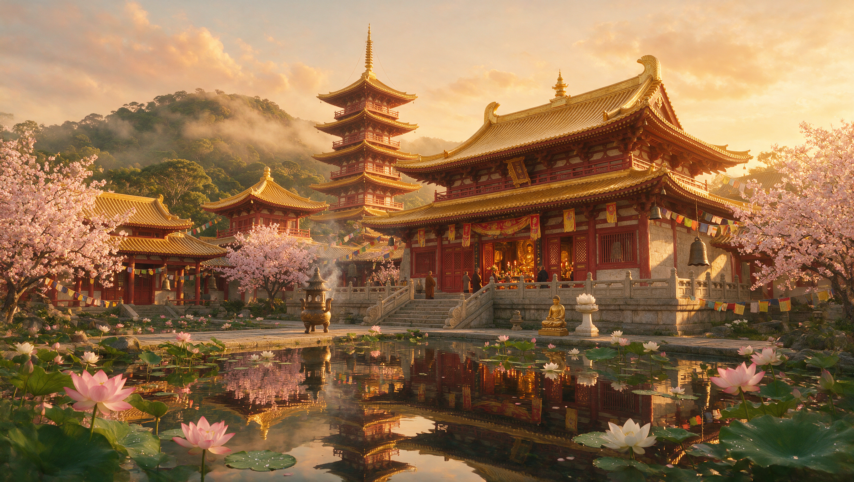Tang Dynasty Pagoda & Lotus Pond